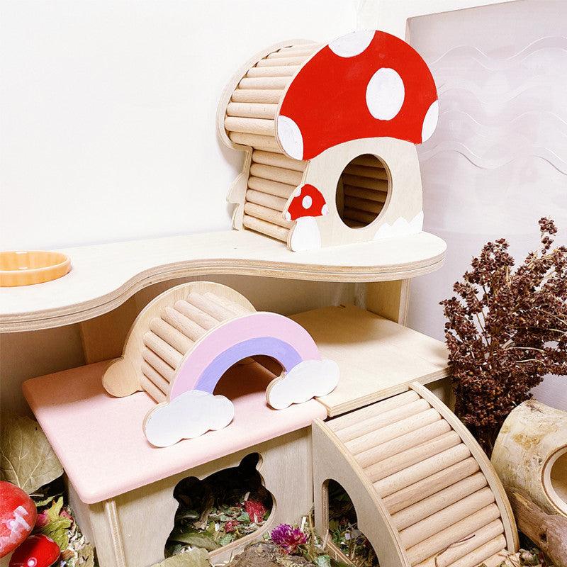 Wooden Hamster Adventure Tower - Interactive Multifunctional Toy
