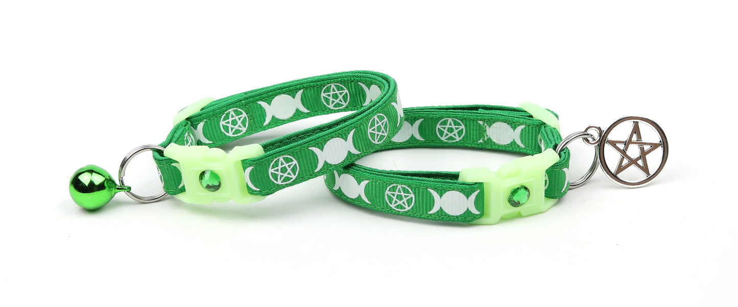 Witch's Familiar on Green Cat Collar