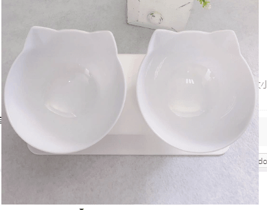 Elevated Non-Slip Double Cat Bowl With 15° Tilted Design
