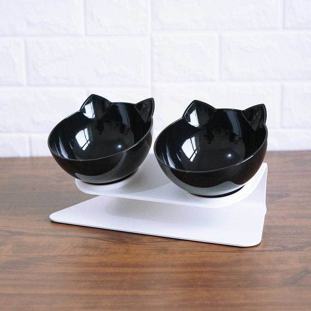 Elevated Non-Slip Double Cat Bowl With 15° Tilted Design