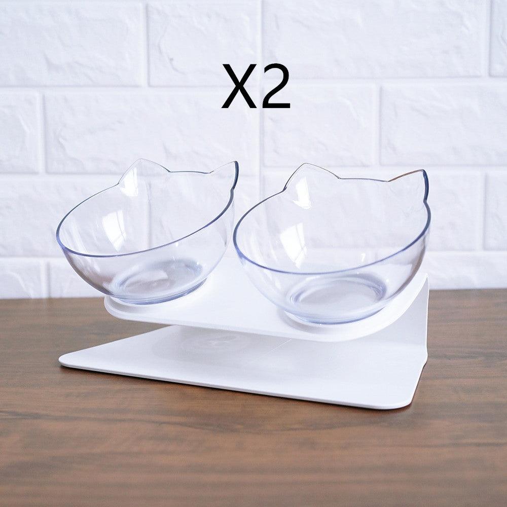 Elevated Non-Slip Double Cat Bowl With 15° Tilted Design